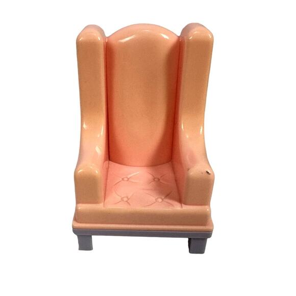 Playskool Other - Vintage Playskool Dollhouse Wingback Tufted Armchair Chair Pink Purple Vintage